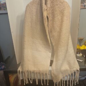 Cozy Cream and Tan Woven Scarf